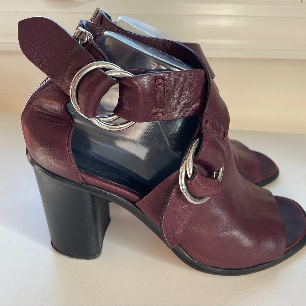 Rag & Bone Burgundy Leather Sandal Kora Block Heel Adjustable Straps 9.5 39.5 - Picture 5 of 12